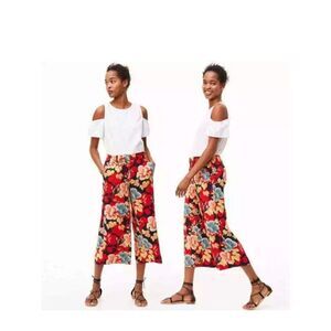 Ann Taylor LOFT Womens Multicolor Floral Capri Wide Leg Culottes Pants 12P‎ NWT